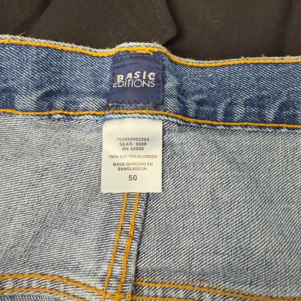 Basic Editions Mens Size 50 Denim Shorts Blue Medium Wash 100%‎ Cotton 10 Inseam